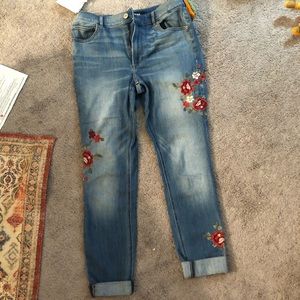 Express jeans, size 10 flower appliqué